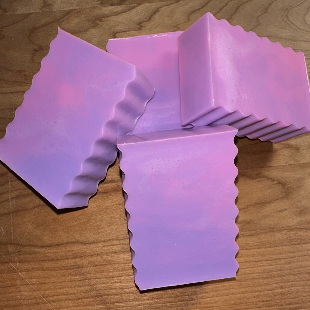 Handmade Lavender Purple Soap Bars - Scalloped Edge